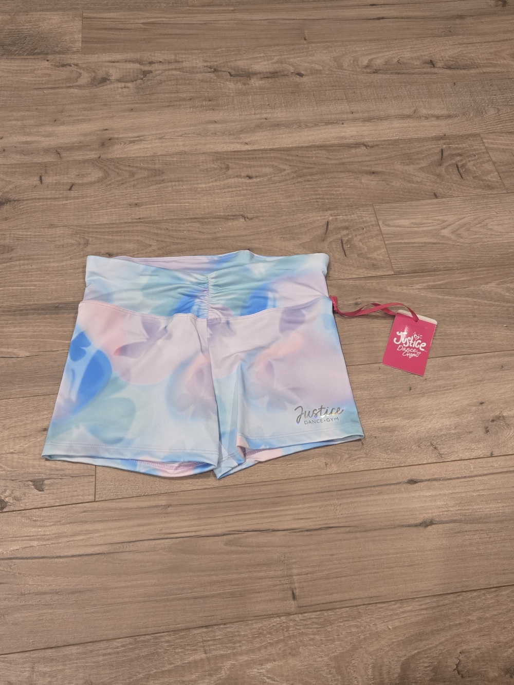 🌻 Justice Girls Cinch Waistband Shortie Tie Dye Pastel Butterfly Size L 12/14 - Picture 3 of 10